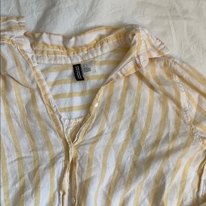 Stripped Yellow and White Button Down